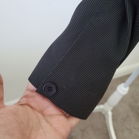 Reiss Goblin Cropped Striped Suite Blazer Jacket Wool Blend Size 14 - Picture 10 of 15